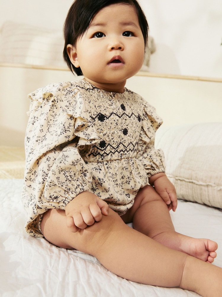 Floral Mono Baby Bloomer Romper (0mths-3yrs) - Image 1 of 10