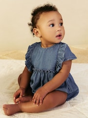 Jena bleu - Barboteuse bébé à épaules volantées (0mois à2ans) - Image 1 de 9