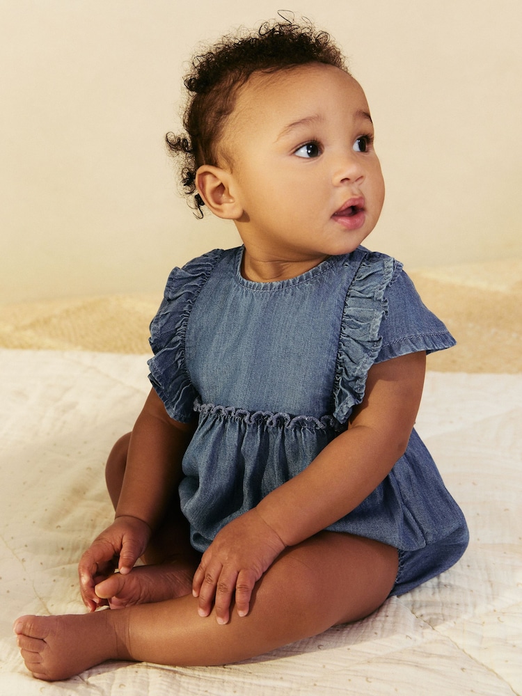 Jena bleu - Barboteuse bébé à épaules volantées (0mois à2ans) - Image 1 of 9