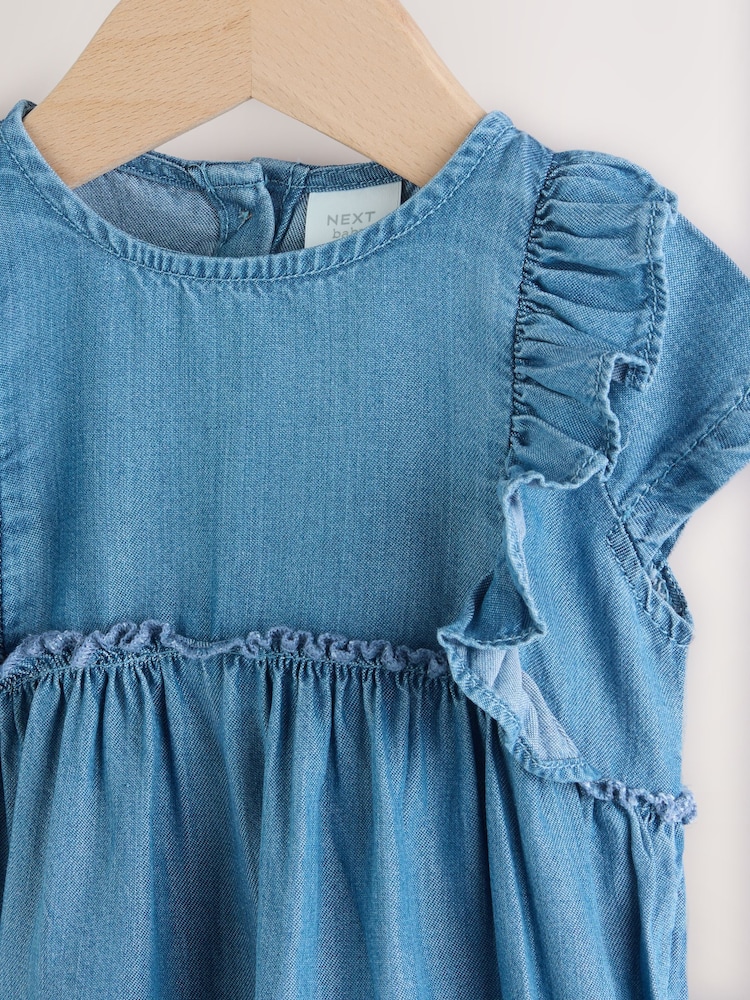 Blau Denim - Baby-Strampler mit Rüschen an den Schultern (0Monate bis2Jahre) - Bild 9 von 9 Blau Denim - Baby-Strampler mit Rüschen an den Schultern (0Monate bis2Jahre) - Bild 9 von 9