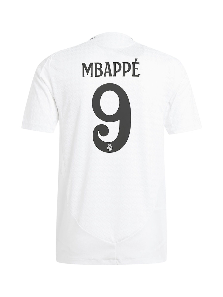adidas White Real Madrid Home Authentic Shirt 2024-25 with Mbappé 9 Printing - Image 3 of 3
