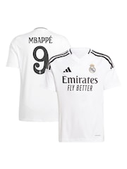adidas Denim White Real Madrid Home Shirt 2024-25 with Mbappé 9 Printing - Image 1 of 3