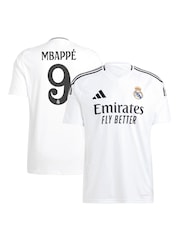 adidas Pearl White Real Madrid Home Shirt 2024-25 with Mbappé 9 Printing - Image 3 of 3