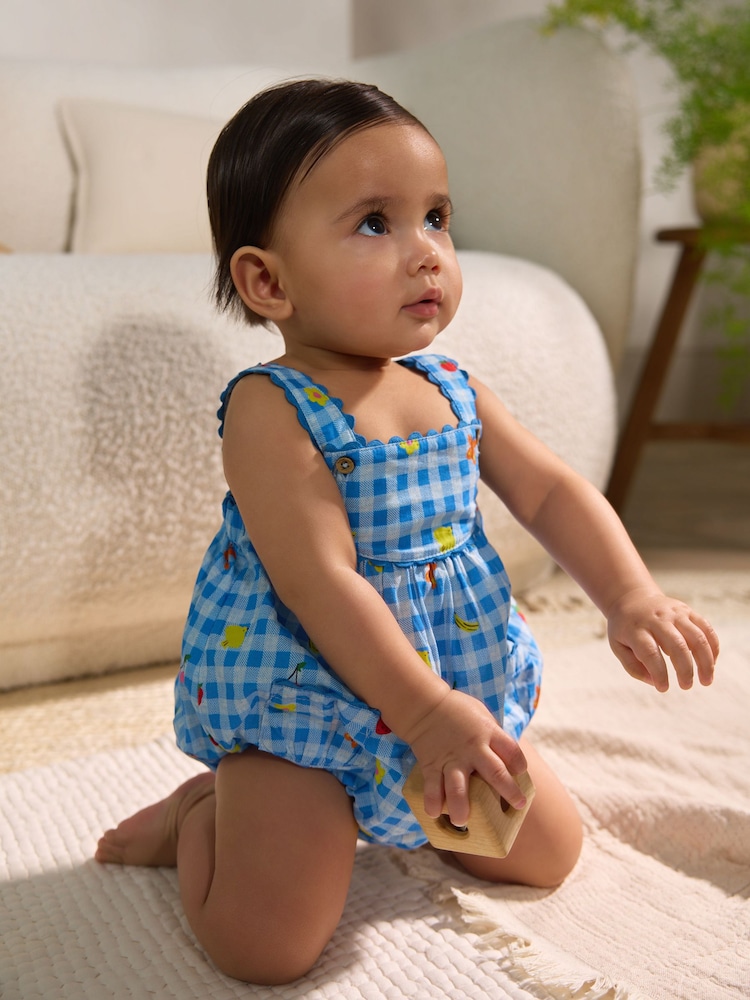 Blue Baby Broderie Romper (0mths-3yrs) - Image 2 of 11
