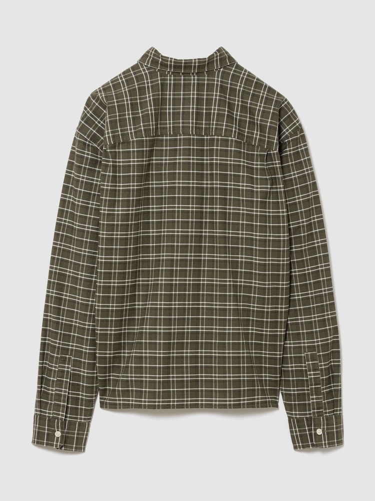 Gap Green Check Relaxed Boxy Straight-Hem Oxford Shirt - Image 2 of 2 Gap Green Check Relaxed Boxy Straight-Hem Oxford Shirt - Image 2 of 2