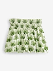 Leaf Print 100% Cotton Bubble Hem Mini Skirt - Image 2 of 4