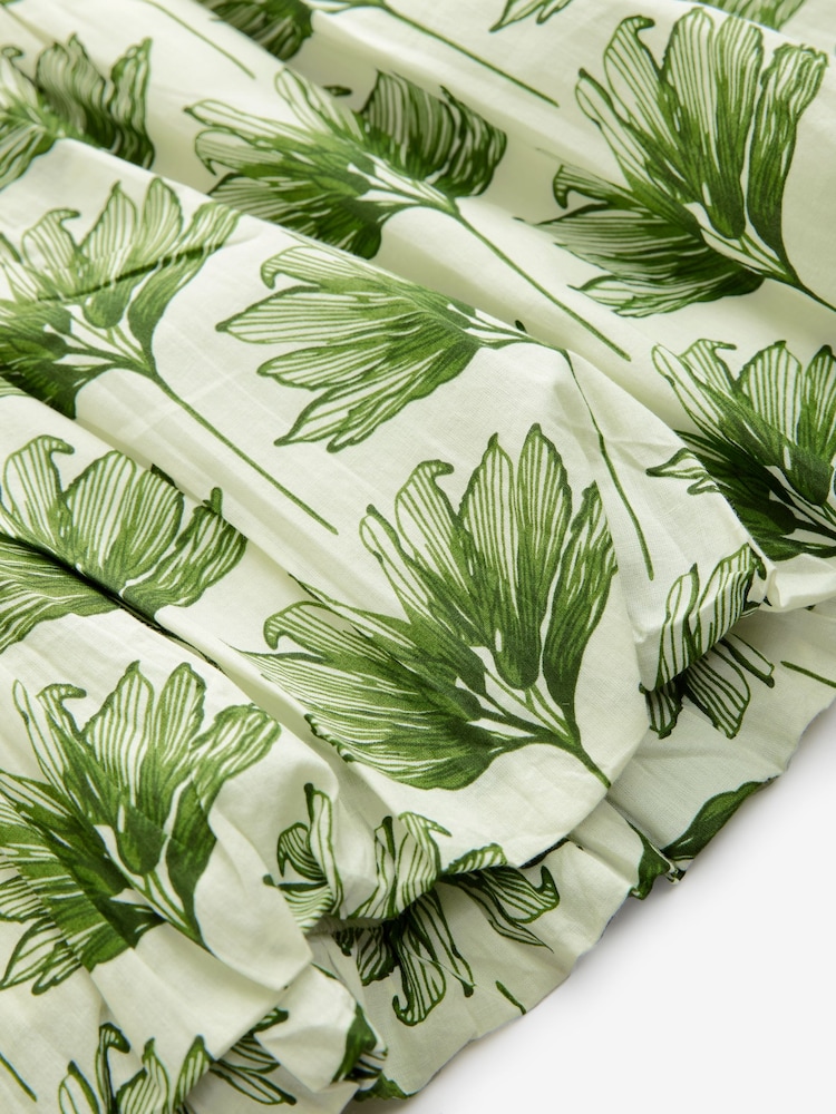 Leaf Print 100% Cotton Bubble Hem Mini Skirt - Image 4 of 4