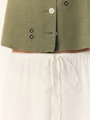 White 100% Cotton Boho Tiered Midi Skirt - Image 5 of 9