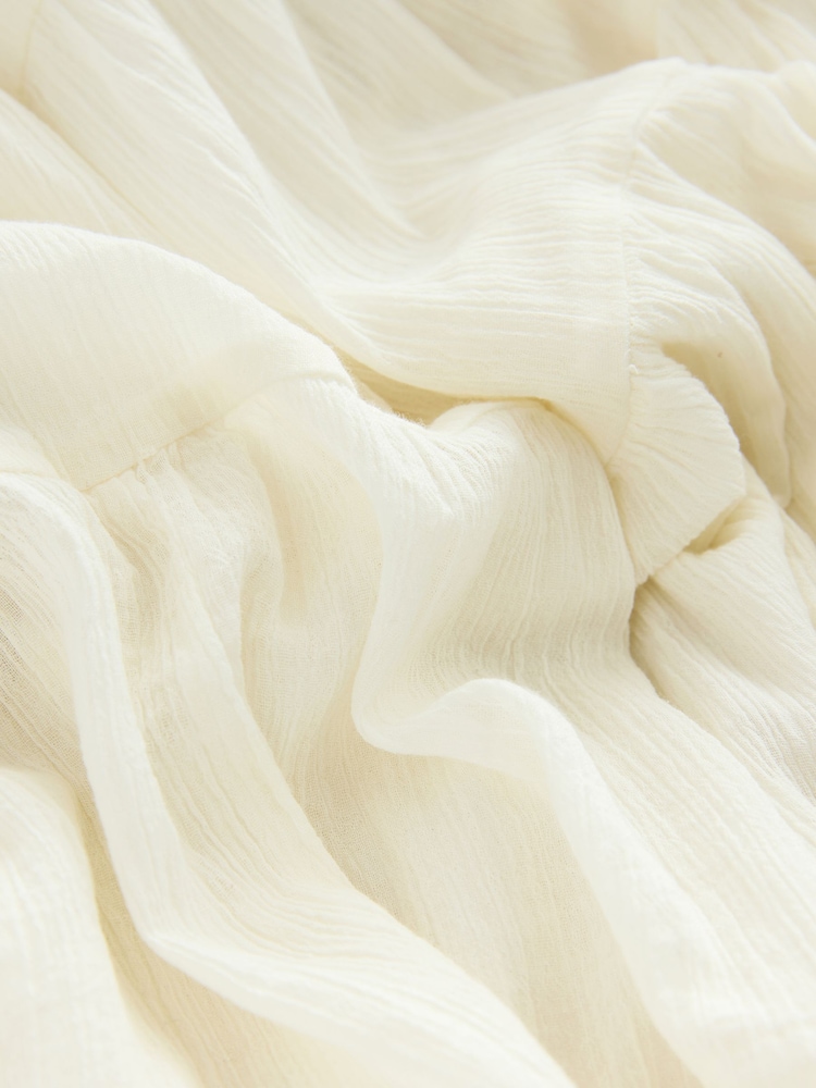 White Boho Tiered Midi Skirt - Image 8 of 9