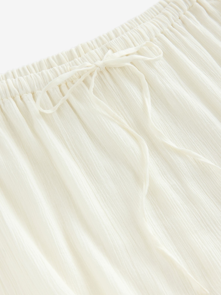 White 100% Cotton Boho Tiered Midi Skirt - Image 9 of 9