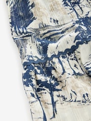 Blue/Cream 100% Cotton Tiered Maxi Skirt - Image 7 of 7