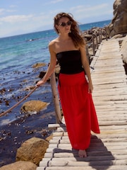 Red Drop Waist Maxi Skirt - Image 1 of 5