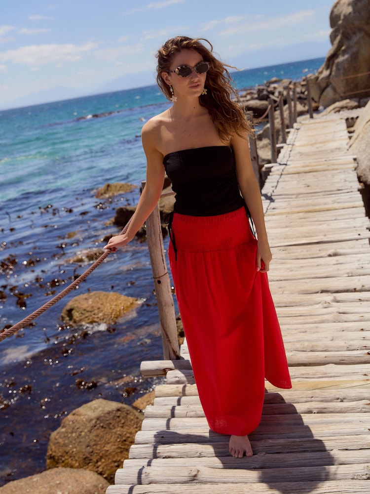 Red Drop Waist Maxi Skirt - Image 1 of 5
