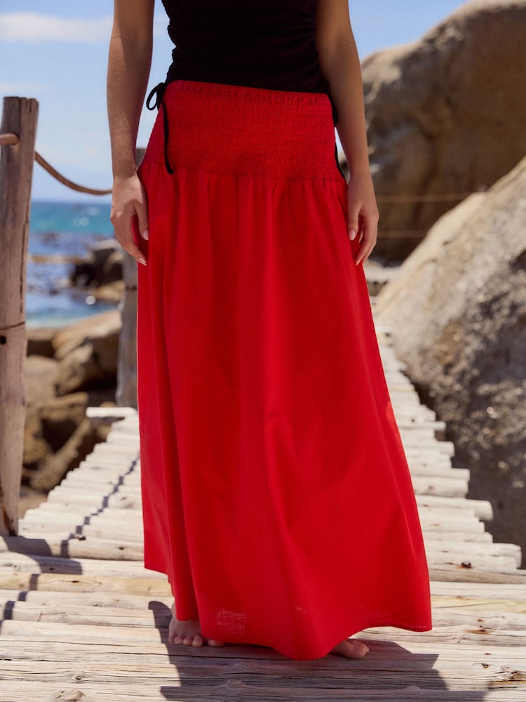 Red Drop Waist Maxi Skirt - Image 2 of 5