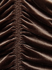 Reiss Chocolate Ari Velvet Ruched Long-Sleeve Top - Image 6 of 6