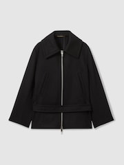 Reiss Black Ada Atelier Virgin Wool-Blend Belted Coat - Image 2 of 5