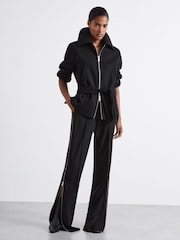 Reiss Black Ada Atelier Virgin Wool-Blend Belted Coat - Image 3 of 5