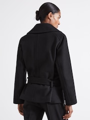 Reiss Black Ada Atelier Virgin Wool-Blend Belted Coat - Image 4 of 5