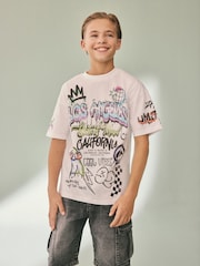 White Graffiti Relaxed Fit Short Sleeve Graphic Print T-Shirt (3-16yrs) - Image 1 of 7