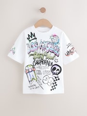 White Graffiti Relaxed Fit Short Sleeve Graphic Print T-Shirt (3-16yrs) - Image 4 of 7