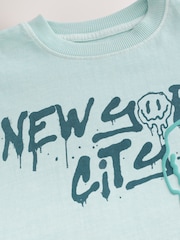 Light Blue Relaxed Fit Washed Short Sleeve Graphic Print 100% Cotton T-Shirt (3-16yrs) - Image 3 of 4
