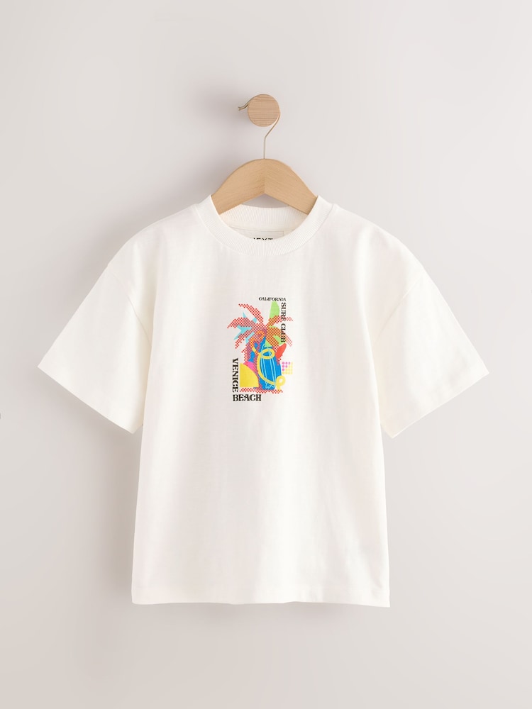 White Venice Beach Relaxed Fit Short Sleeve Graphic Print T-Shirt (3-16yrs) - Image 1 of 4