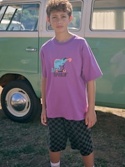 Violet motif lézard - T-shirt décontracté à manches courtes imprimé graphique (3-16ans) - Image 1 of 7