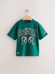 Green Gamer Relaxed Fit Short Sleeve Graphic Print T-Shirt (3-16yrs) - Image 1 of 4