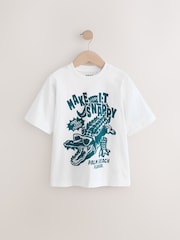 Blanc motif crocodile - T-shirt décontracté à manches courtes imprimé graphique (3-16ans) - Image 1 of 4