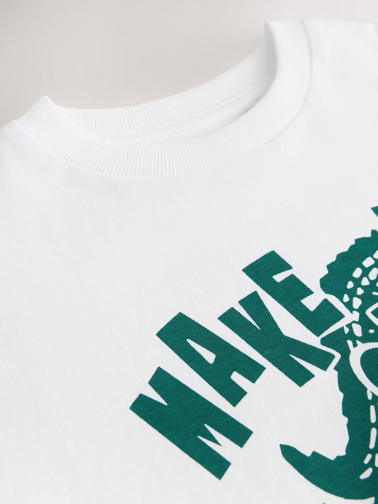 Blanc motif crocodile - T-shirt décontracté à manches courtes imprimé graphique (3-16ans) - Image 3 of 4