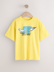Jaune motif dinosaure - T-shirt décontracté à manches courtes imprimé graphique (3-16ans) - Image 5 of 8