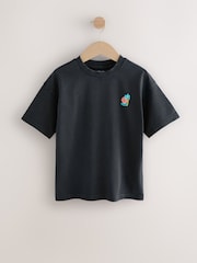 Charcoal Grey Back Print Relaxed Fit Washed Short Sleeve Graphic Print 100% Cotton T-Shirt (3-16yrs) - Image 1 of 5