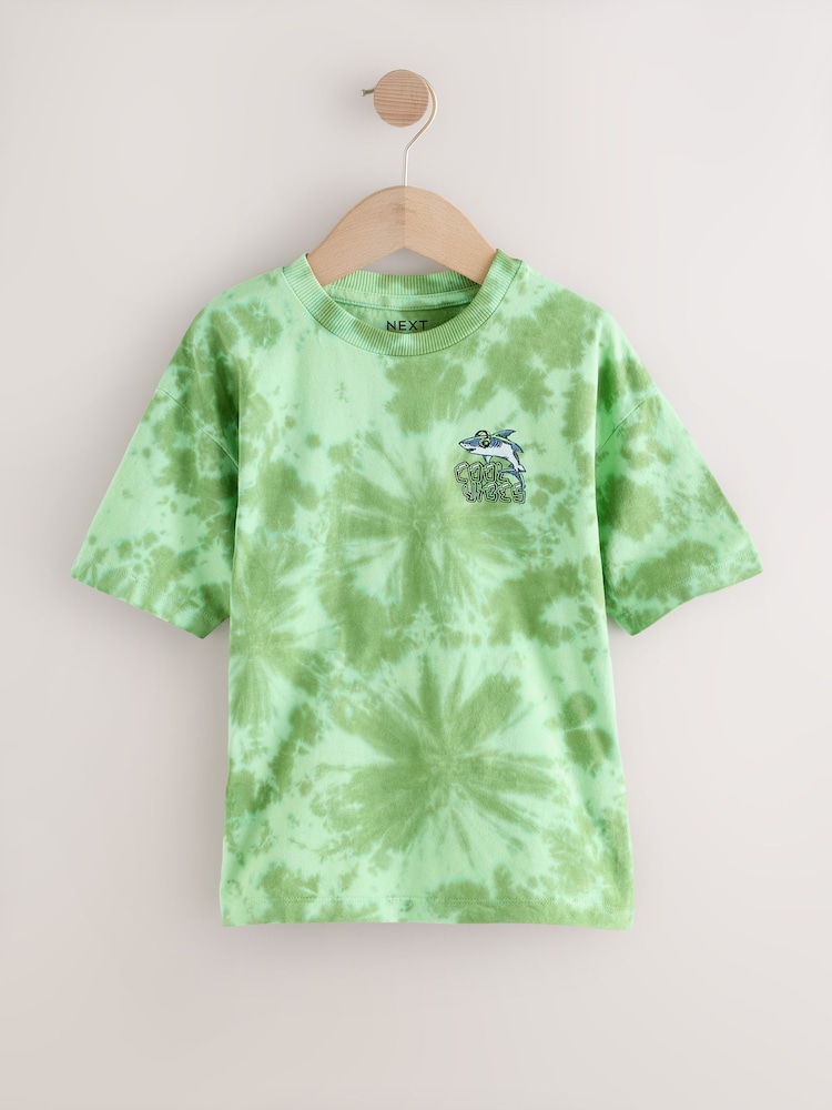 Green Relaxed Fit Tie Dye Graphic Print Short Sleeve T-Shirt (3-16yrs) - Image 1 of 4