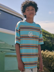 Blue/Orange Stripe Relaxed Fit Short Sleeve T-Shirt (3-16yrs) - Image 1 of 8