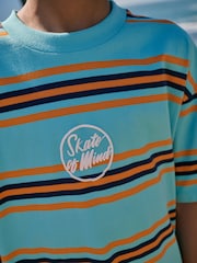 Blue/Orange Stripe Relaxed Fit Short Sleeve T-Shirt (3-16yrs) - Image 2 of 8