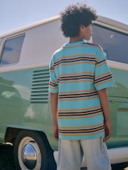 Blue/Orange Stripe Relaxed Fit Short Sleeve T-Shirt (3-16yrs) - Image 3 of 8