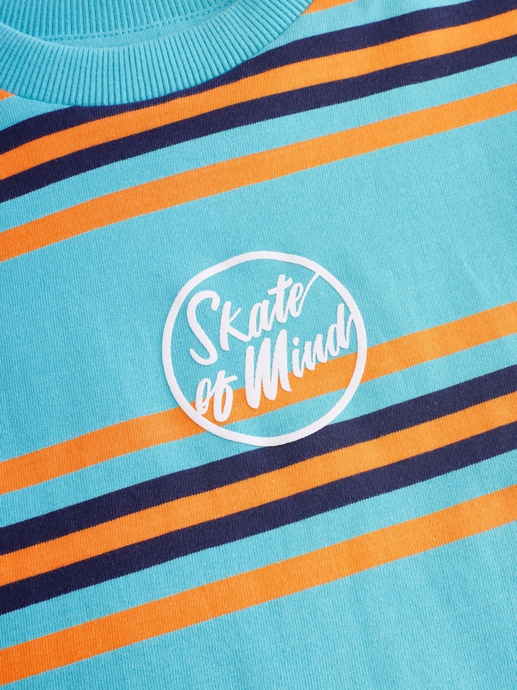 Blue/Orange Stripe Relaxed Fit Short Sleeve T-Shirt (3-16yrs) - Image 8 of 8