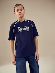 Azul marino - 100% Cotton Sub5cribe Short Sleeve Sports T-Shirt (3-16yrs) - Imagen 1 de 8