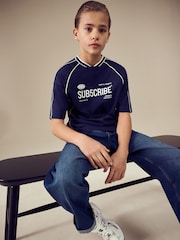 Azul marino - 100% Cotton Sub5cribe Short Sleeve Sports T-Shirt (3-16yrs) - Imagen 2 de 8