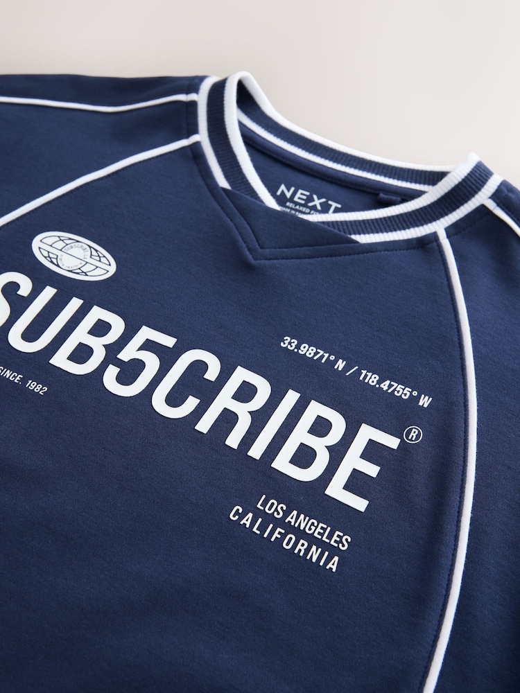 Navy Blue 100% Cotton Sub5cribe Short Sleeve Sports T-Shirt (3-16yrs) - Image 8 of 8 Navy Blue 100% Cotton Sub5cribe Short Sleeve Sports T-Shirt (3-16yrs) - Image 8 of 8