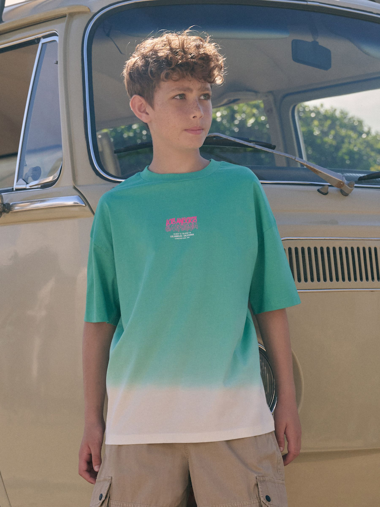Green/White Back Print Relaxed Fit Tie Dye Graphic Print Short Sleeve T-Shirt (3-16yrs) - Image 1 of 8
