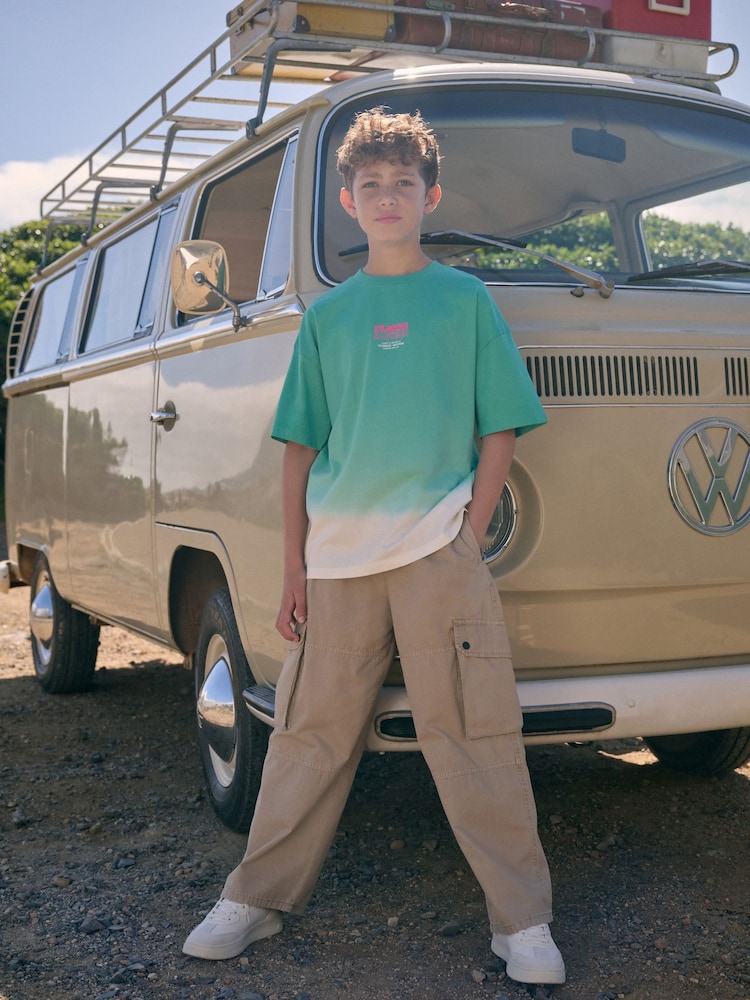Green/White Back Print Relaxed Fit Tie Dye Graphic Print Short Sleeve T-Shirt (3-16yrs) - Image 2 of 8