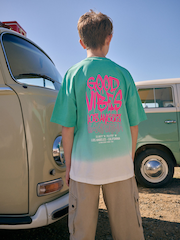 Green/White Back Print Relaxed Fit Tie Dye Graphic Print Short Sleeve T-Shirt (3-16yrs) - Image 3 of 8