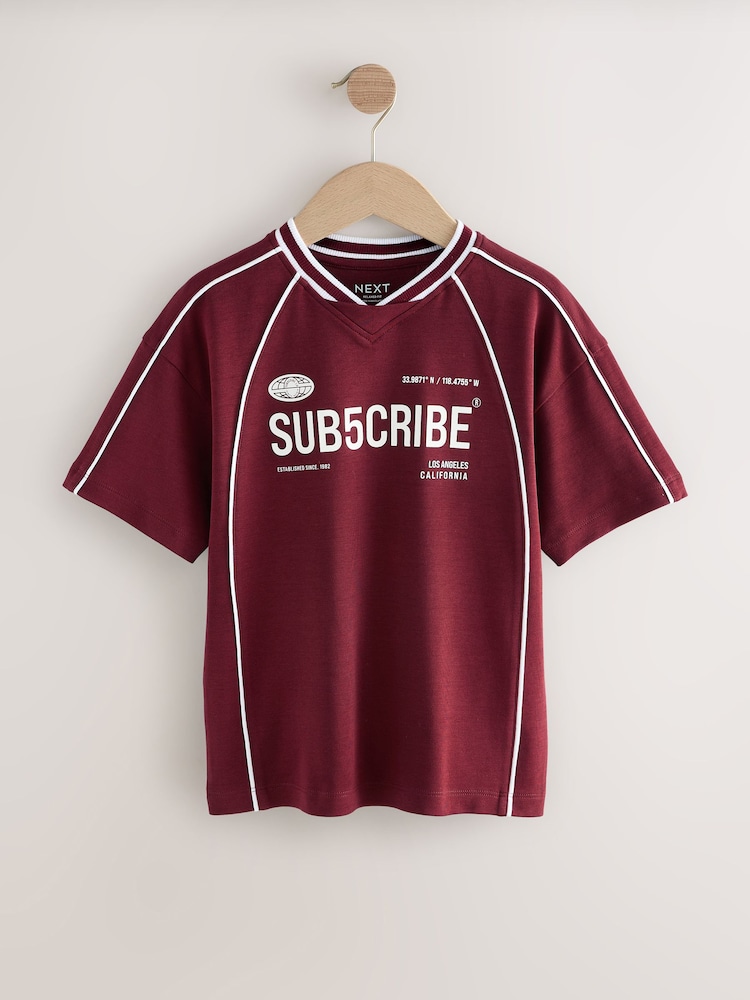 Burgundy Red 100% Cotton Sub5cribe Short Sleeve Sports T-Shirt (3-16yrs) - Image 5 of 8