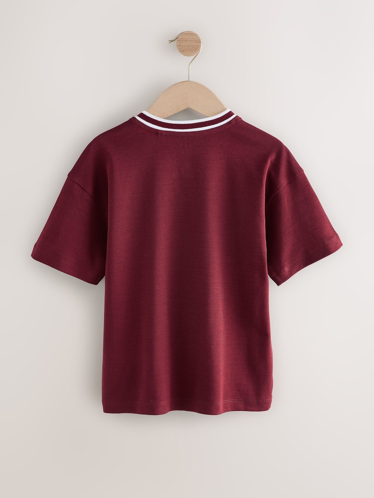 Burgundy Red 100% Cotton Sub5cribe Short Sleeve Sports T-Shirt (3-16yrs) - Image 6 of 8