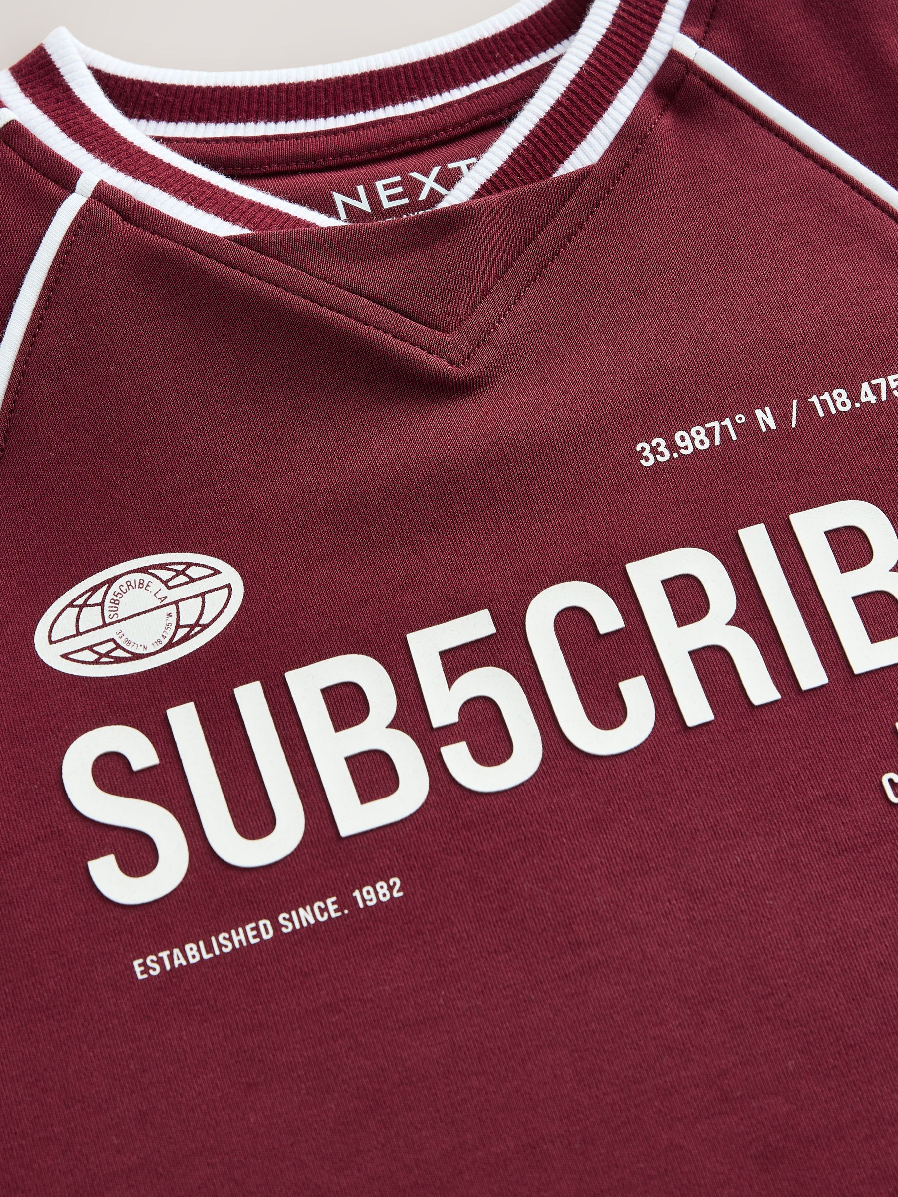 Buy Burgundy Red 100% Cotton Sub5cribe Short Sleeve Sports T
