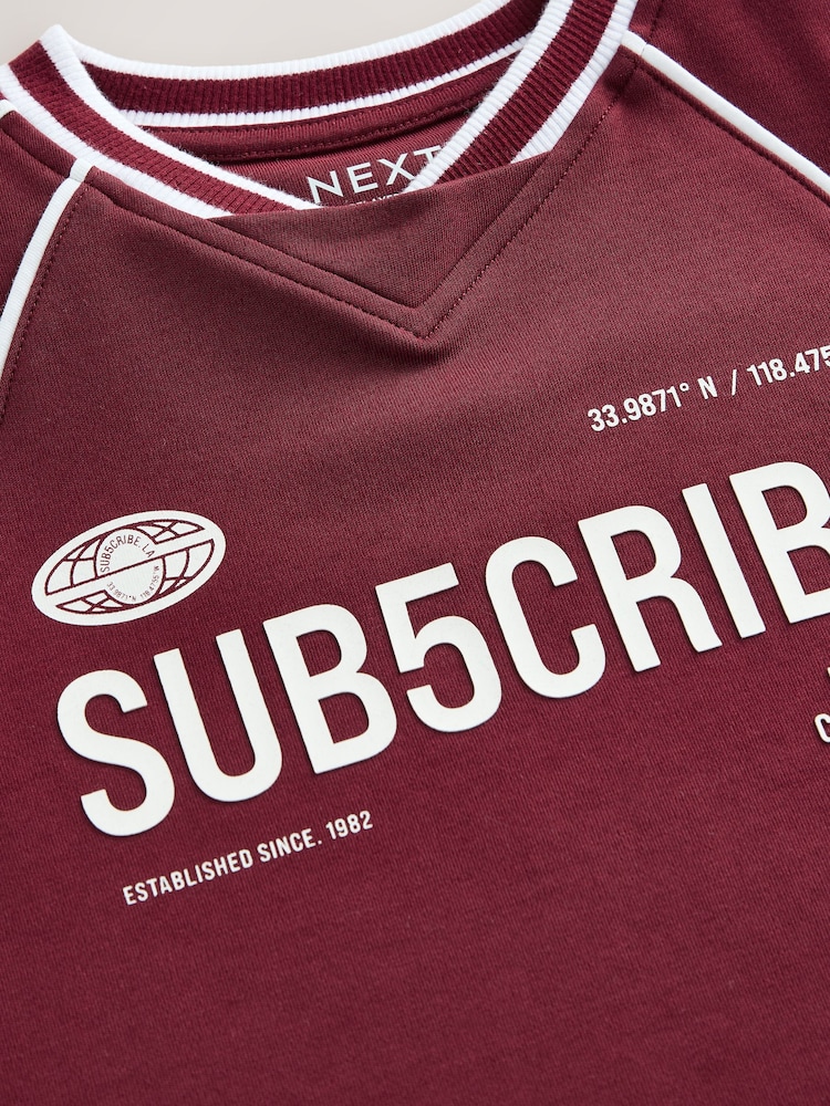 Burgundy Red 100% Cotton Sub5cribe Short Sleeve Sports T-Shirt (3-16yrs) - Image 7 of 8