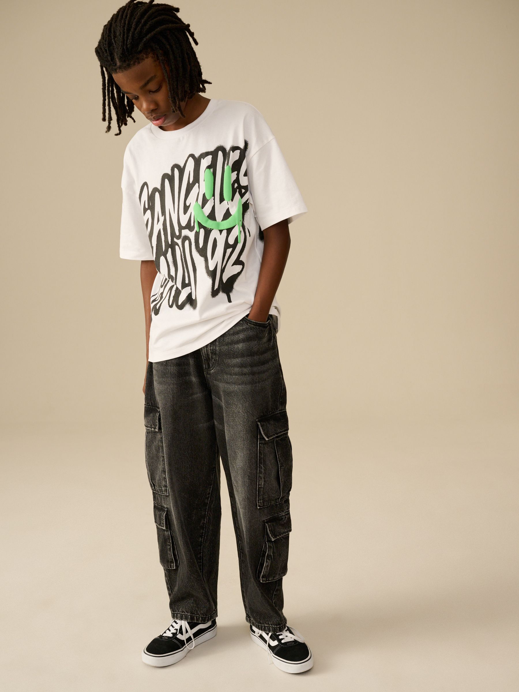 Buy White Graffiti LA Relaxed Fit Short Sleeve Graphic Print