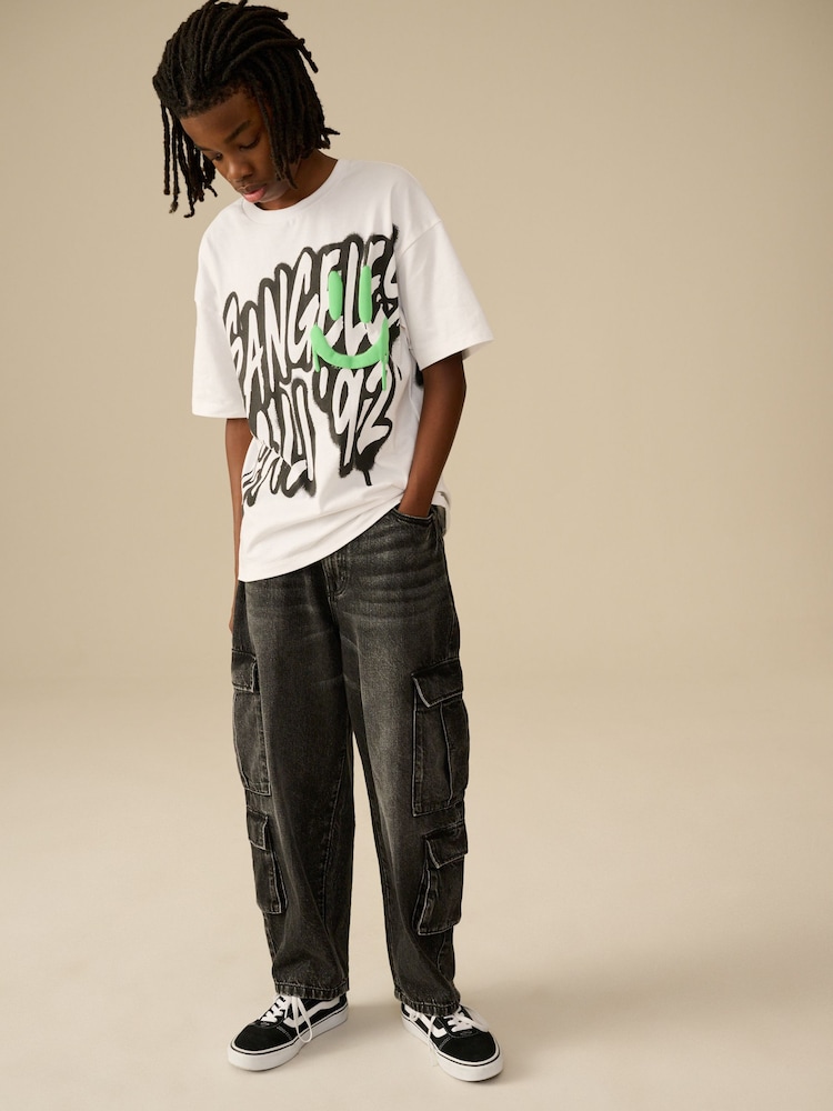 Blanc Graffiti LA - T-shirt décontracté à manches courtes imprimé graphique (3-16ans) - Image 3 of 6