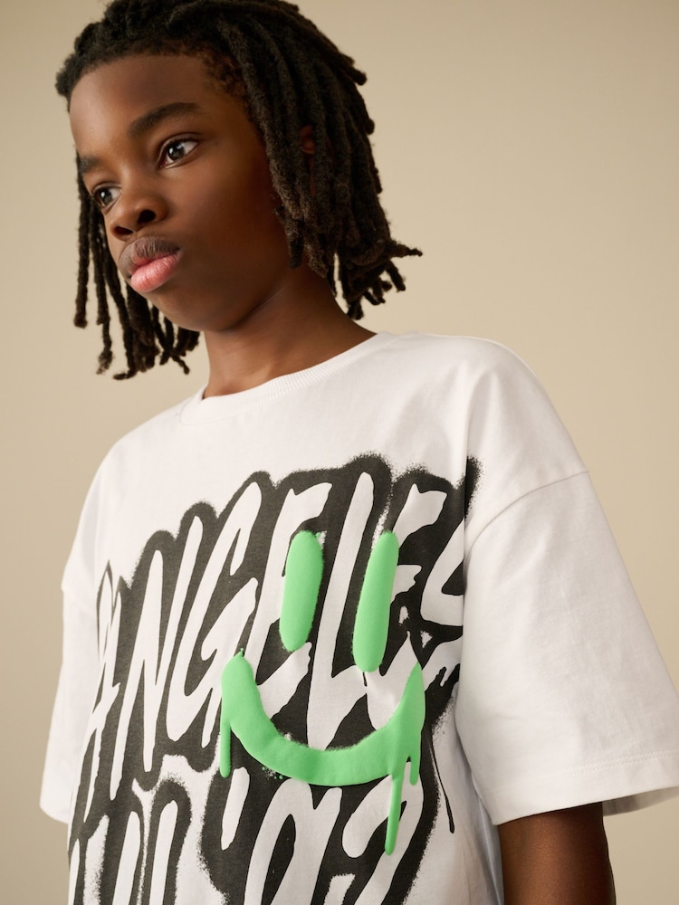 Blanc Graffiti LA - T-shirt décontracté à manches courtes imprimé graphique (3-16ans) - Image 4 of 6